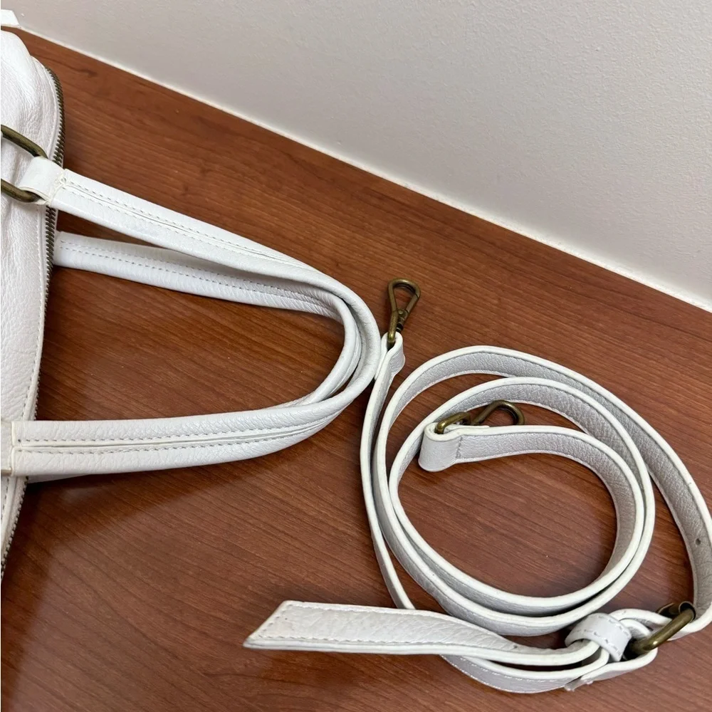 JOELLE HAWKENS WHITE SNAKE  LEATHER SHOULDER BAG - 34 INCH  CROSSBODY STRAP